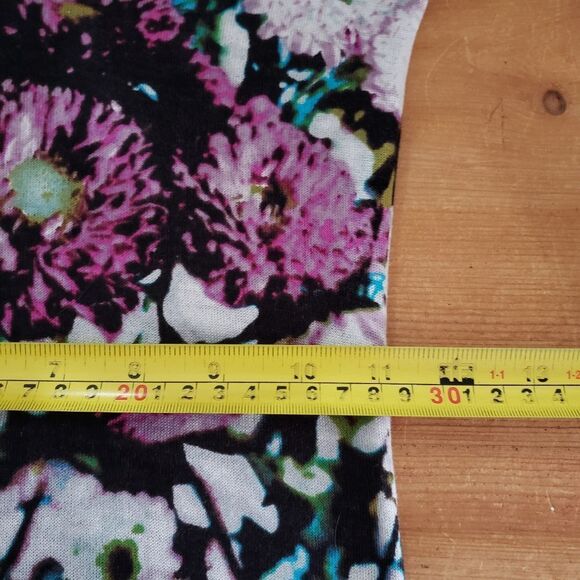 BCBG MaxAzria XSmall Long Sleeve Purple Blue Floral V-neck Bodycon Tori … - Picture 8 of 12